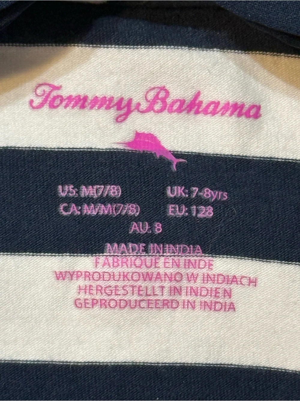 Tommy Bahama Girls M 7/8 Nautical Striped Sequin Anchor Bow Dress Coastal